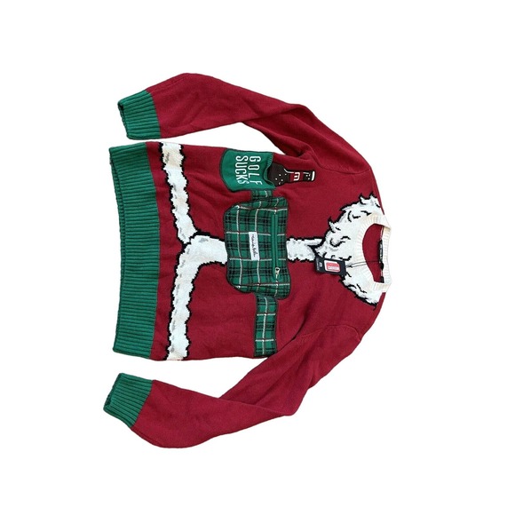 Travis Mathew St Nick Ugly Christmas Sweater small Zip Pocket Beer Holder - Picture 2 of 6